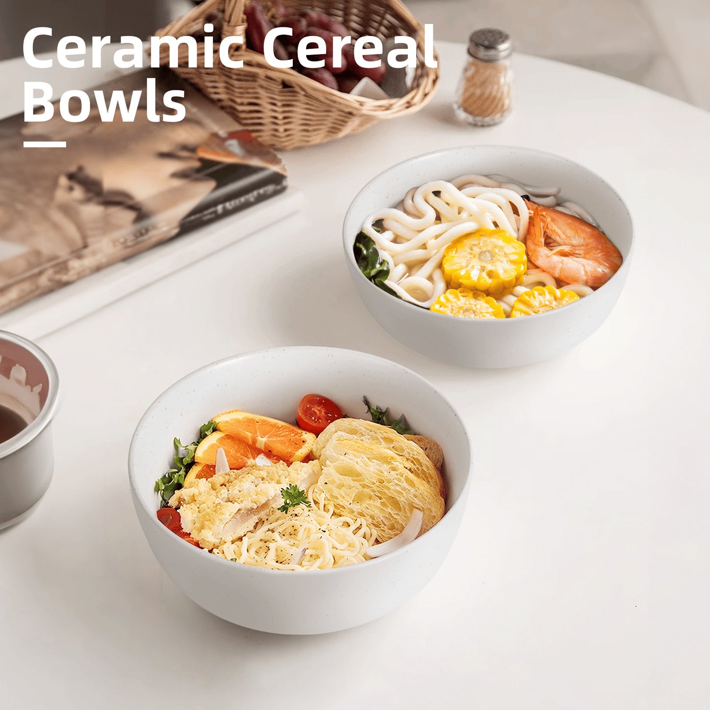 Ceramic Bowls For Kitchen, 27oz Bowl Set Of 4 For Cereal, Salad, Pasta, Soup, Dessert, Serving Dishwasher, Microwave And Oven Safe