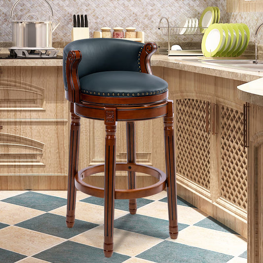 Cowhide Wooden Bar Stool