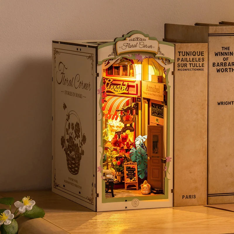 Rolife Floral Corner DIY Book Nook Shelf Insert Kit, Only Supports TK And Independent Website Platforms