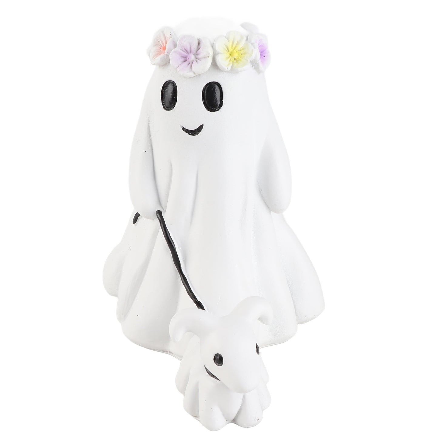 Ghost Walking Dog Statue Spooky Cute Resin Home Decoration Tabletop Ornament Ghost Dog Decor for Indoor Outdoor Use 15cm