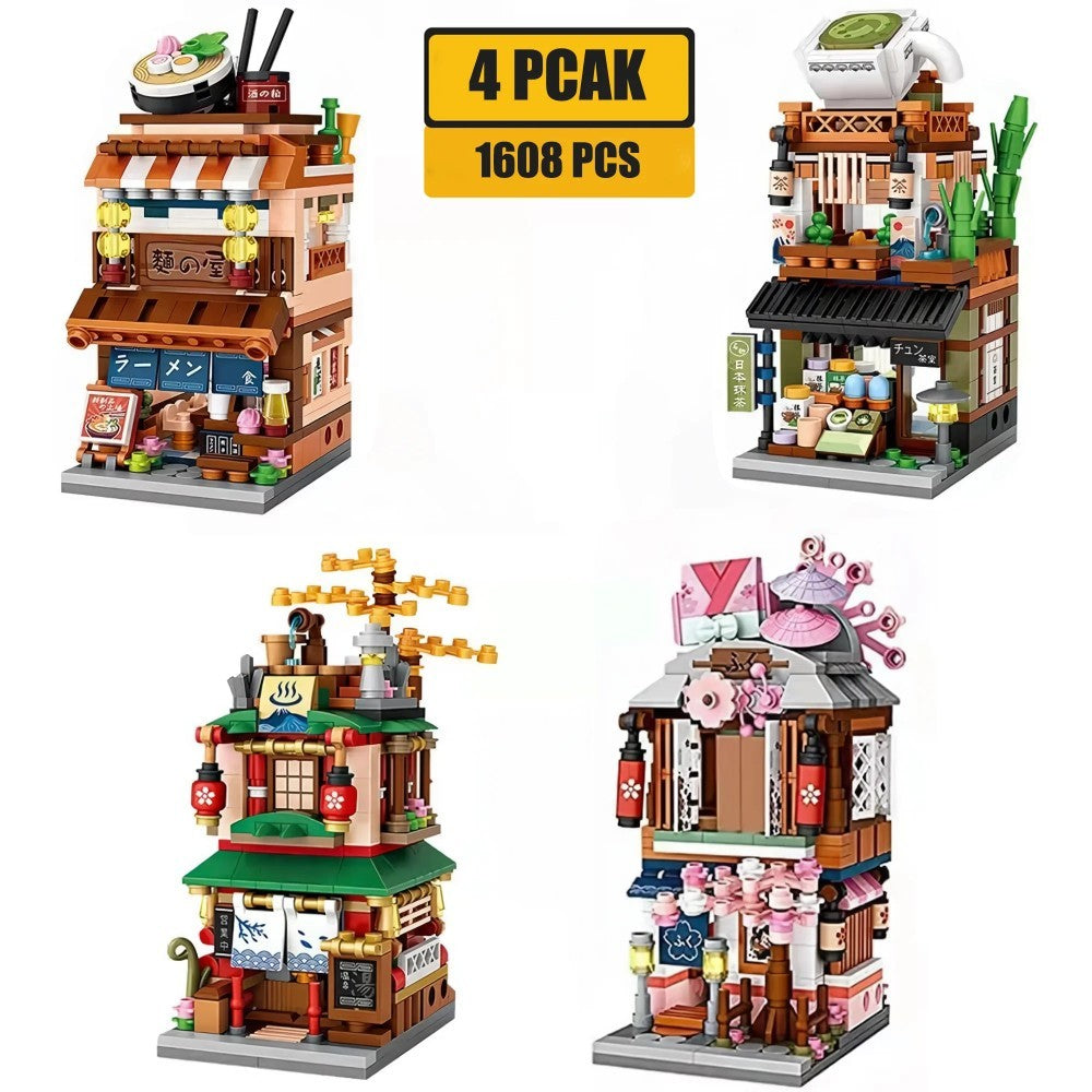 Building Blocks Set Of 4, Kids Mini Building Blocks Kit, 1608 Pieces Japanese House Building Set Gift, Suitable For Kids Girls And Boys Aged 6-12, No Shipping On Weekends