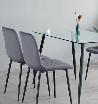 Kitchen Chair 4-piece Set With Upholstered Seat And Metal Legs