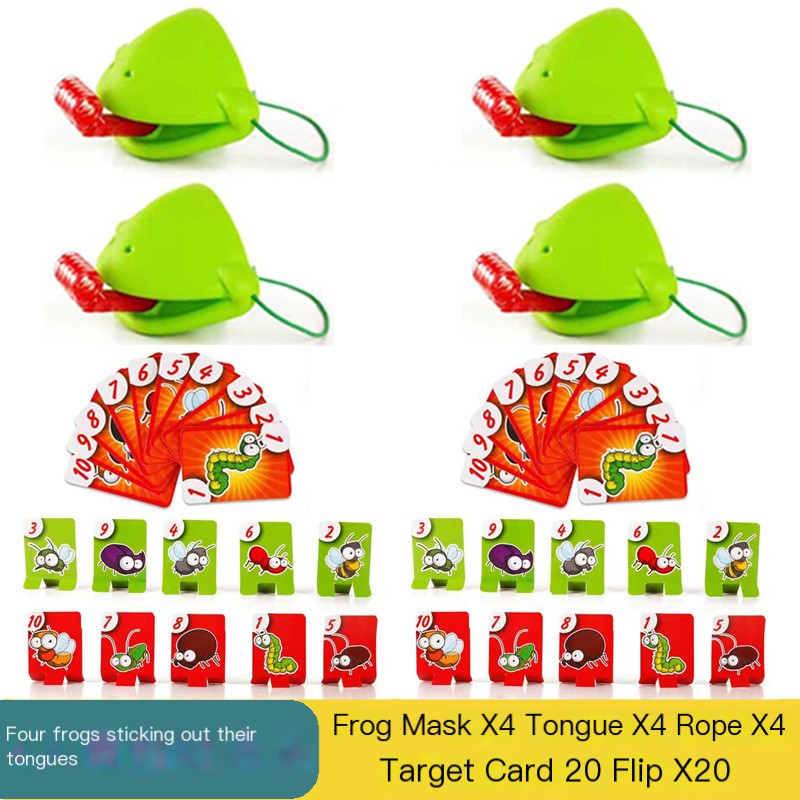 Frog Mouth Sticking Out Tongue Board Game Toy Blowing Chameleon Lizard Mask