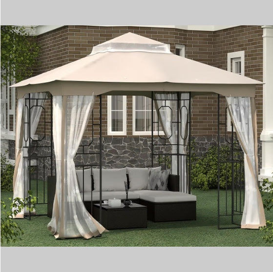 Metal Gazebo With Mosquito Net And Sunshade Galvanized Steel Design Outdoor Tent