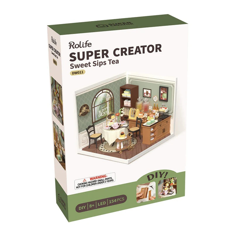 Rolife Sweet Sips Tea DIY Plastic Miniature House, Only Supports TK And Independent Website Platforms