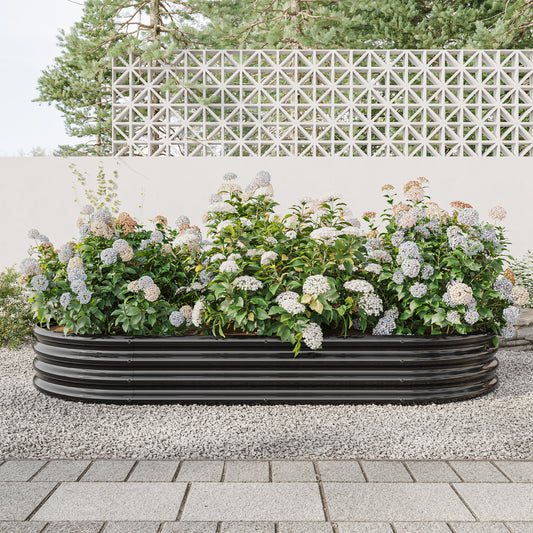 Oval Shaped Metal Raised Planter Outdoor Garden Plant and Vegetable Bed_0