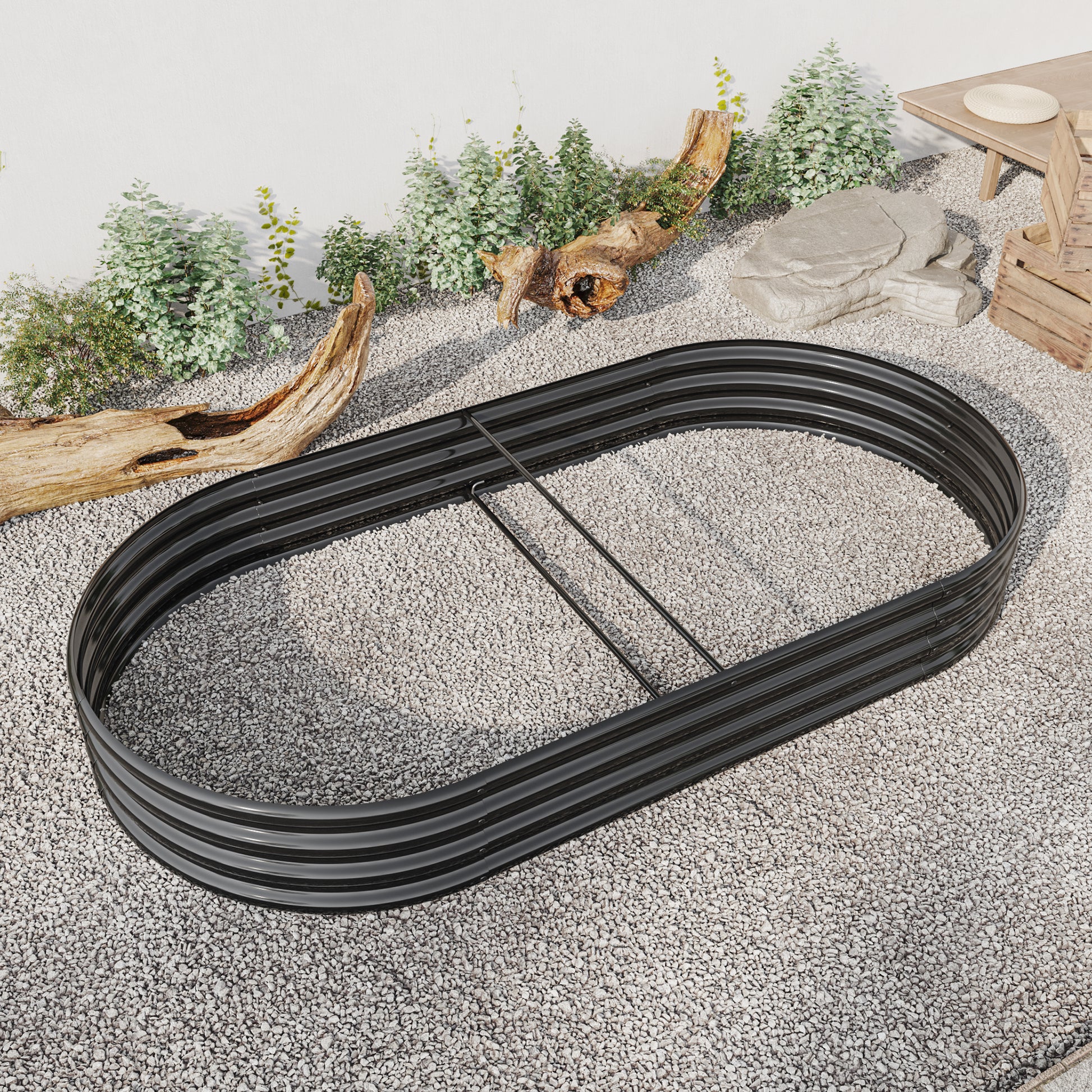 Oval Shaped Metal Raised Planter Outdoor Garden Plant and Vegetable Bed_6