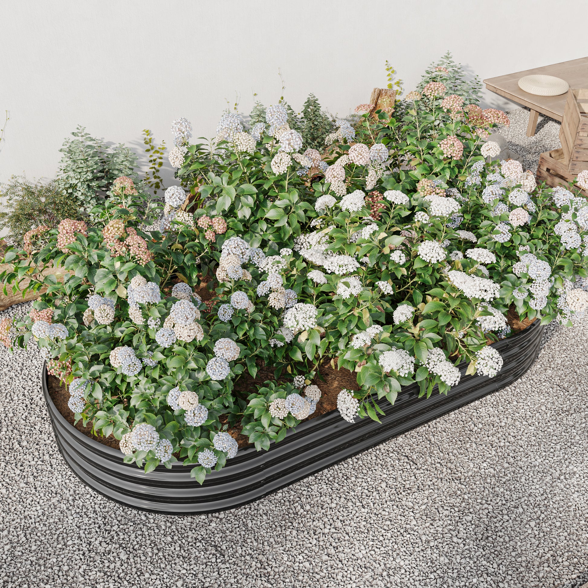 Oval Shaped Metal Raised Planter Outdoor Garden Plant and Vegetable Bed_2