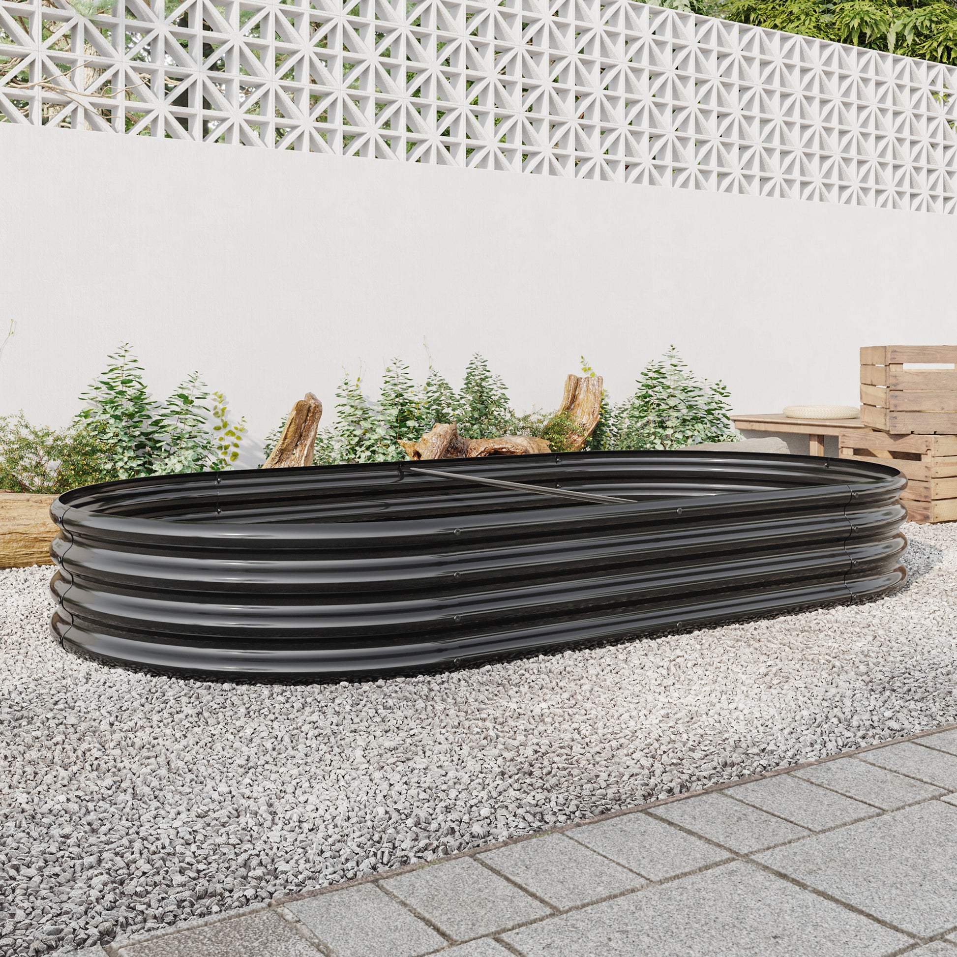 Oval Shaped Metal Raised Planter Outdoor Garden Plant and Vegetable Bed_8