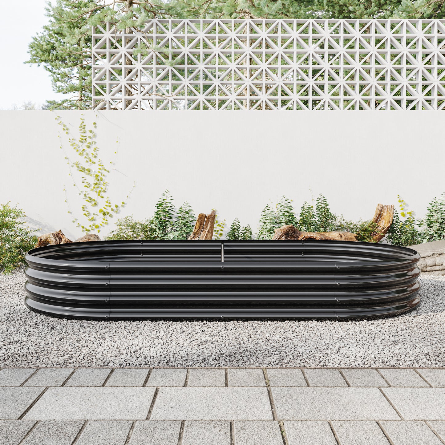 Oval Shaped Metal Raised Planter Outdoor Garden Plant and Vegetable Bed_1