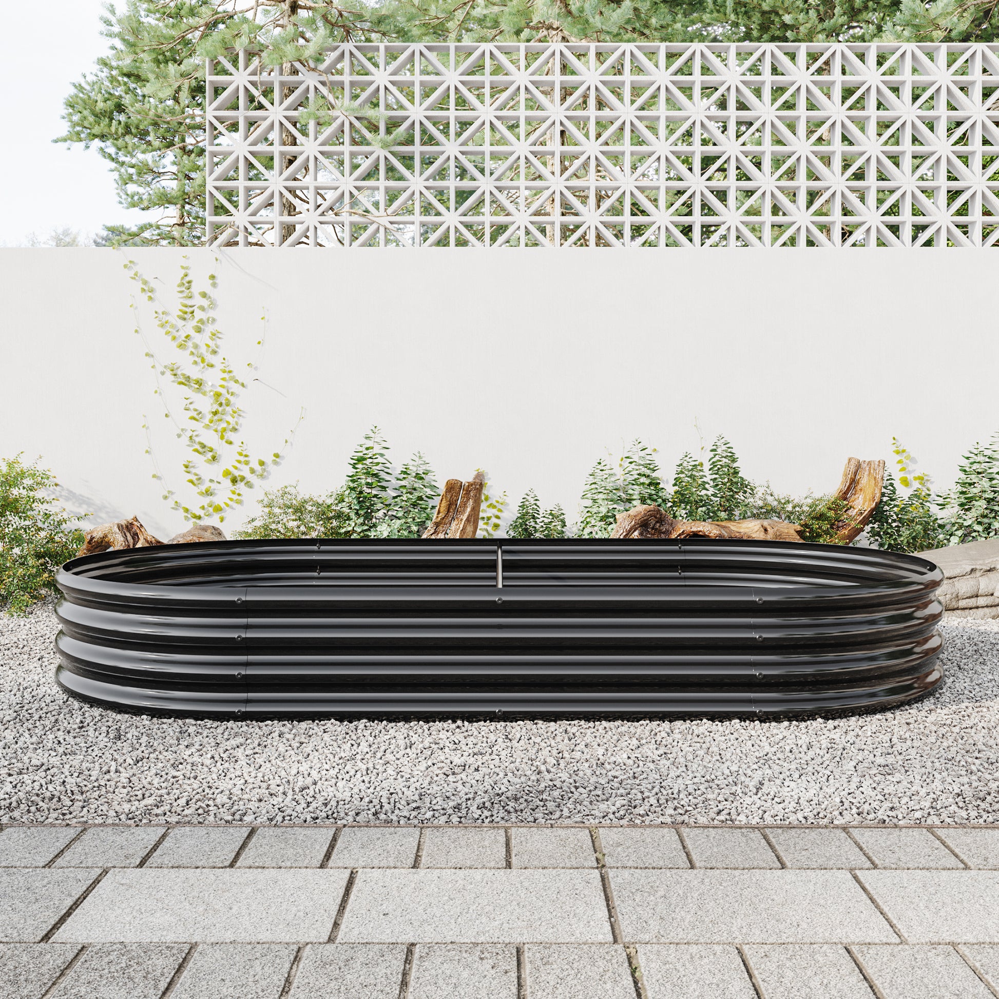 Oval Shaped Metal Raised Planter Outdoor Garden Plant and Vegetable Bed_1