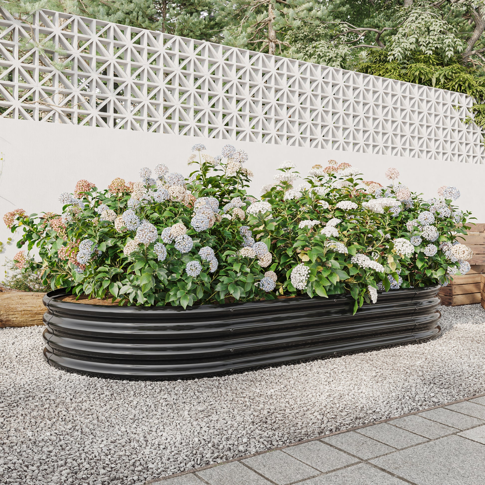 Oval Shaped Metal Raised Planter Outdoor Garden Plant and Vegetable Bed_3