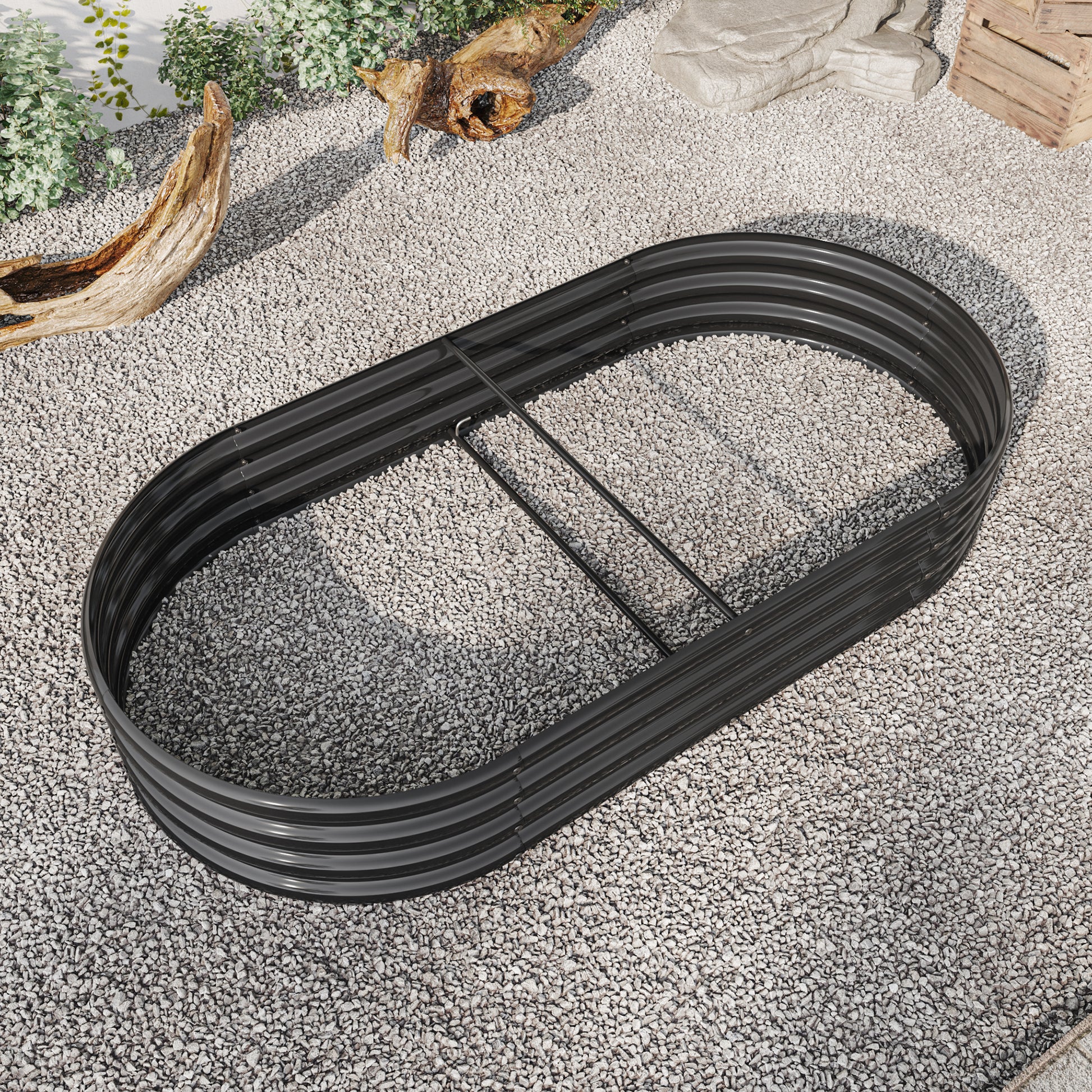 Large Oval Shaped Metal Raised Planter Outdoor Garden Plant Vegetable Bed_6