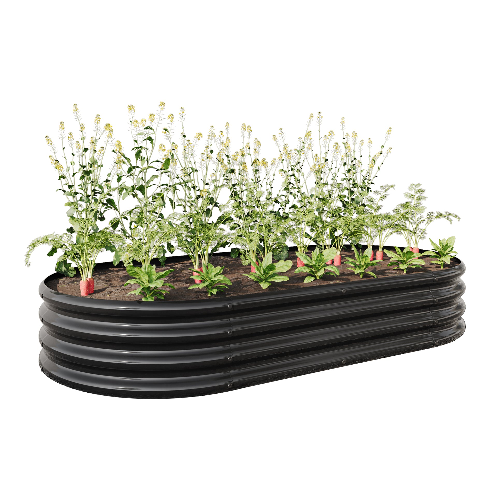 Large Oval Shaped Metal Raised Planter Outdoor Garden Plant Vegetable Bed_10