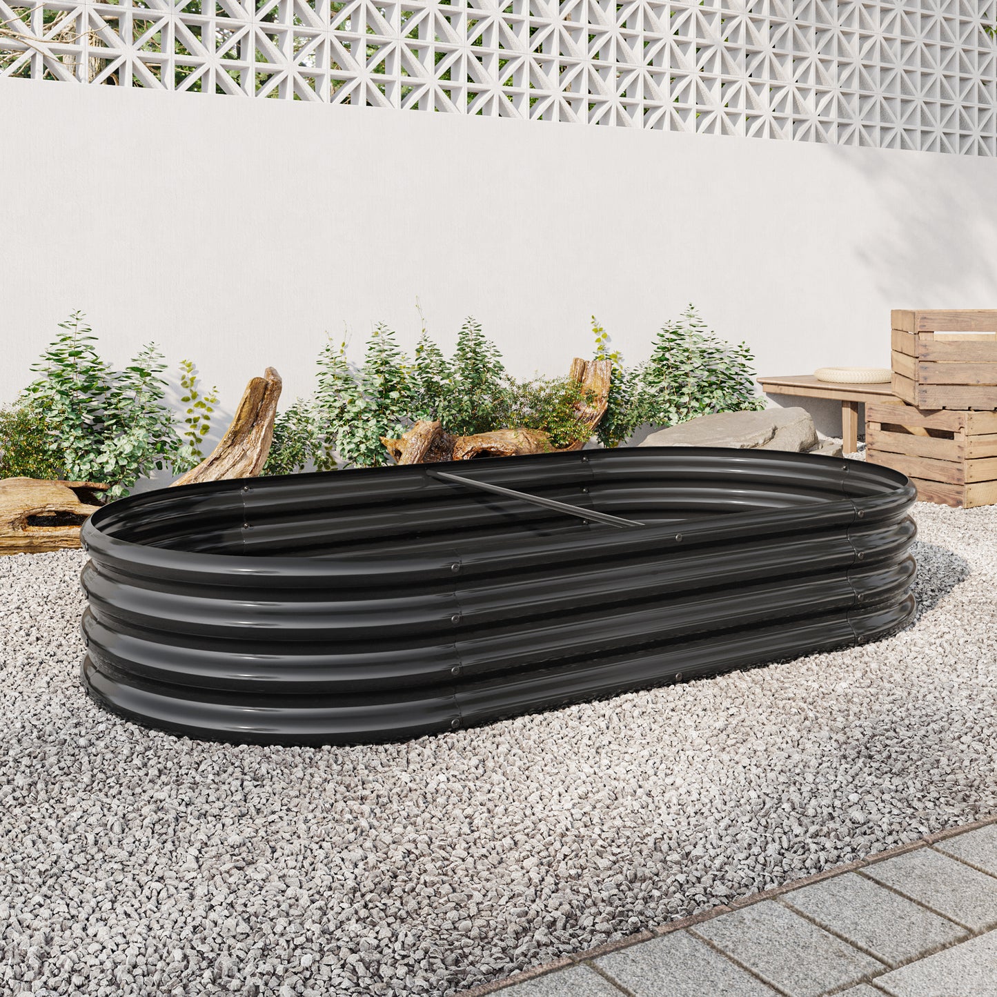 Large Oval Shaped Metal Raised Planter Outdoor Garden Plant Vegetable Bed_8