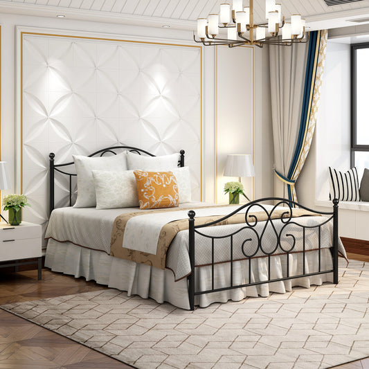 Queen Sized Slat Supported Premium Bedframe with Vintage Headboard_0