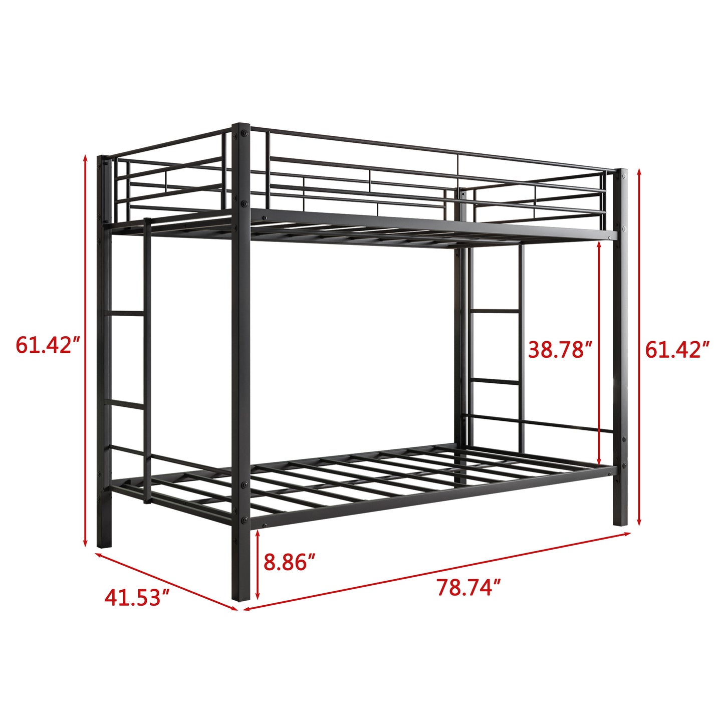Heavy Duty Easy Assembly Twin Sized Full Metal Bunk Bedframe with Ladder_8