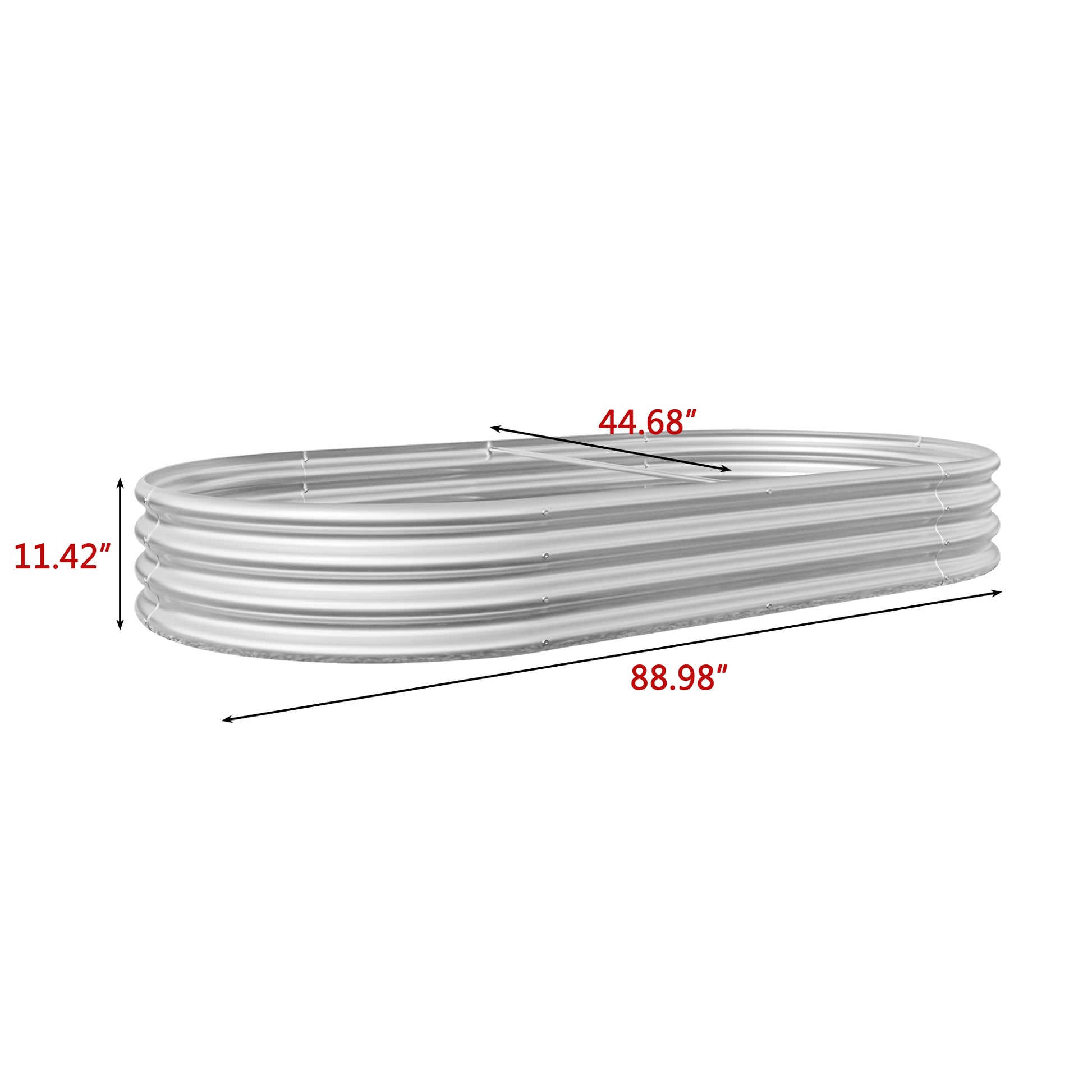 Oval Shaped Metal Raised Garden Bed Herbs and Vegetable Planter- Silver_11