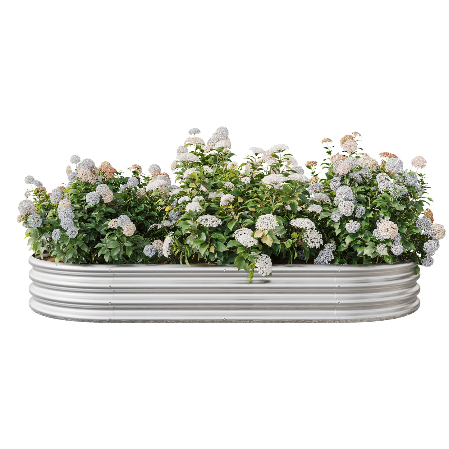 Oval Shaped Metal Raised Garden Bed Herbs and Vegetable Planter- Silver_10
