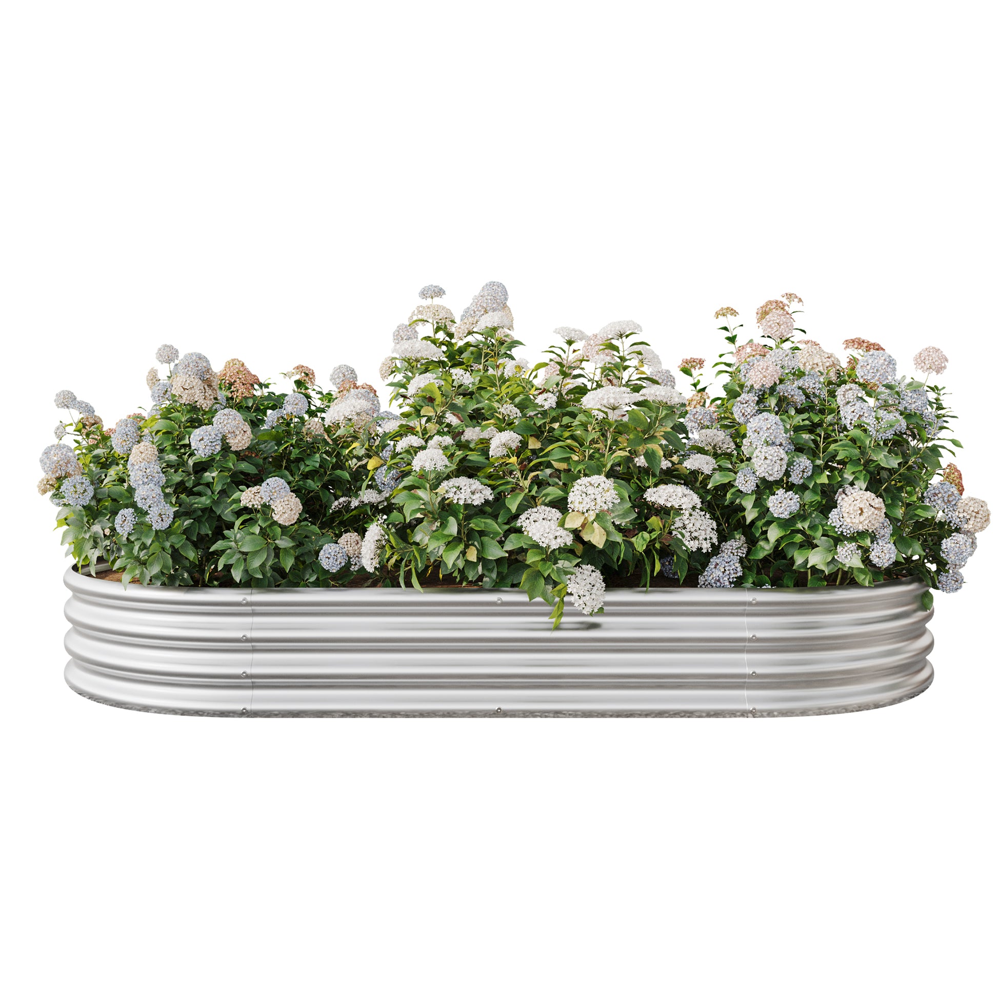 Oval Shaped Metal Raised Garden Bed Herbs and Vegetable Planter- Silver_10