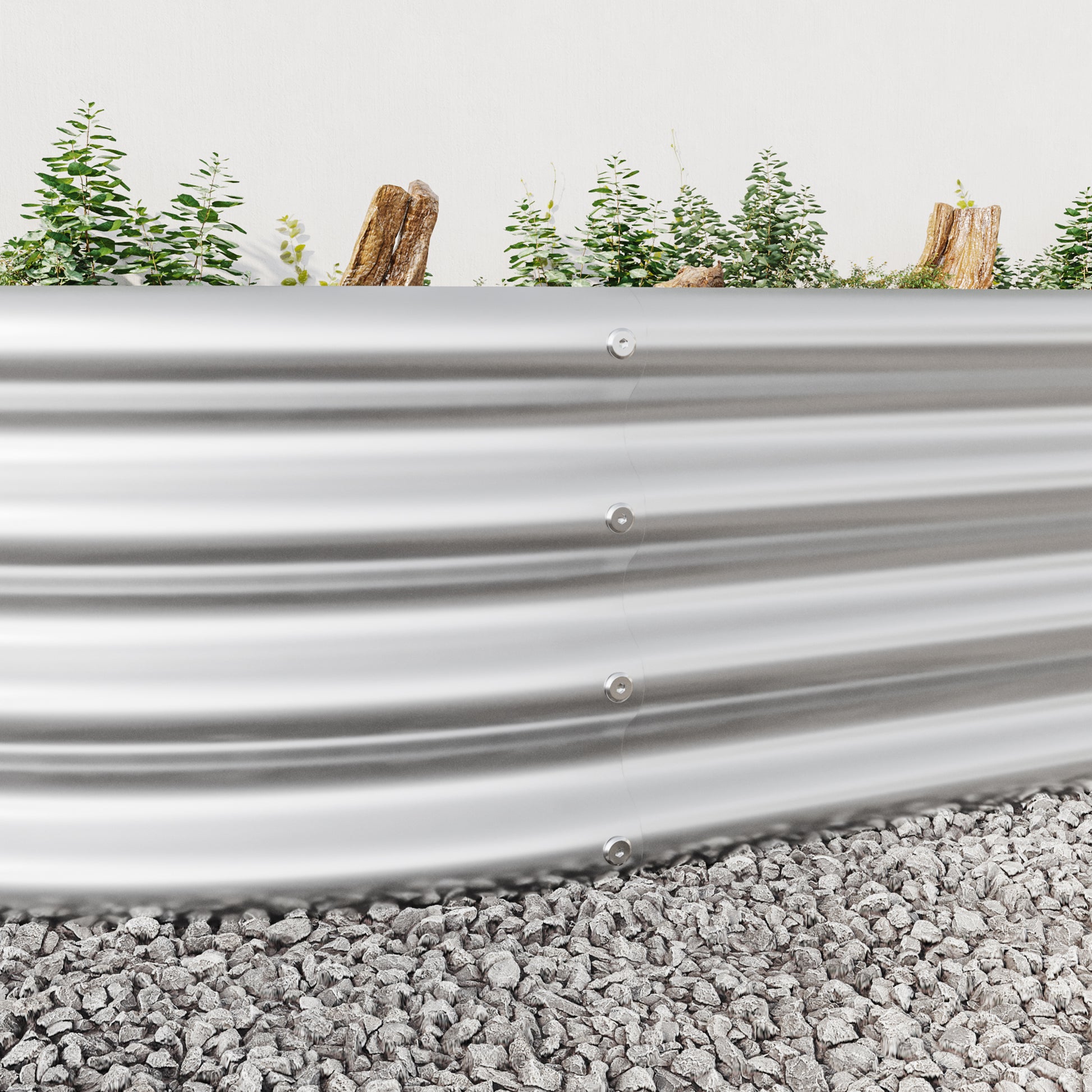 Oval Shaped Metal Raised Garden Bed Herbs and Vegetable Planter- Silver_7