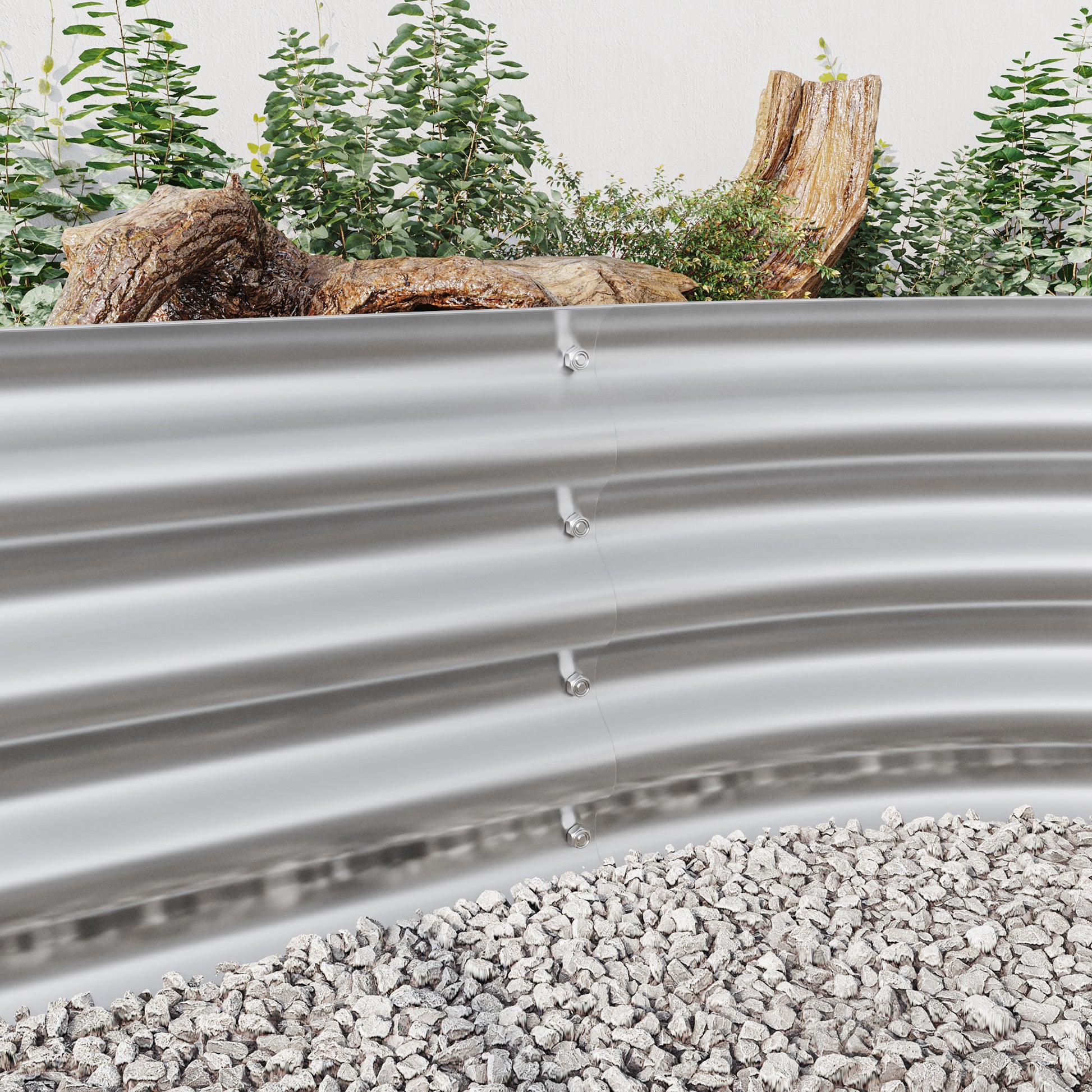 Oval Shaped Metal Raised Garden Bed Herbs and Vegetable Planter- Silver_4