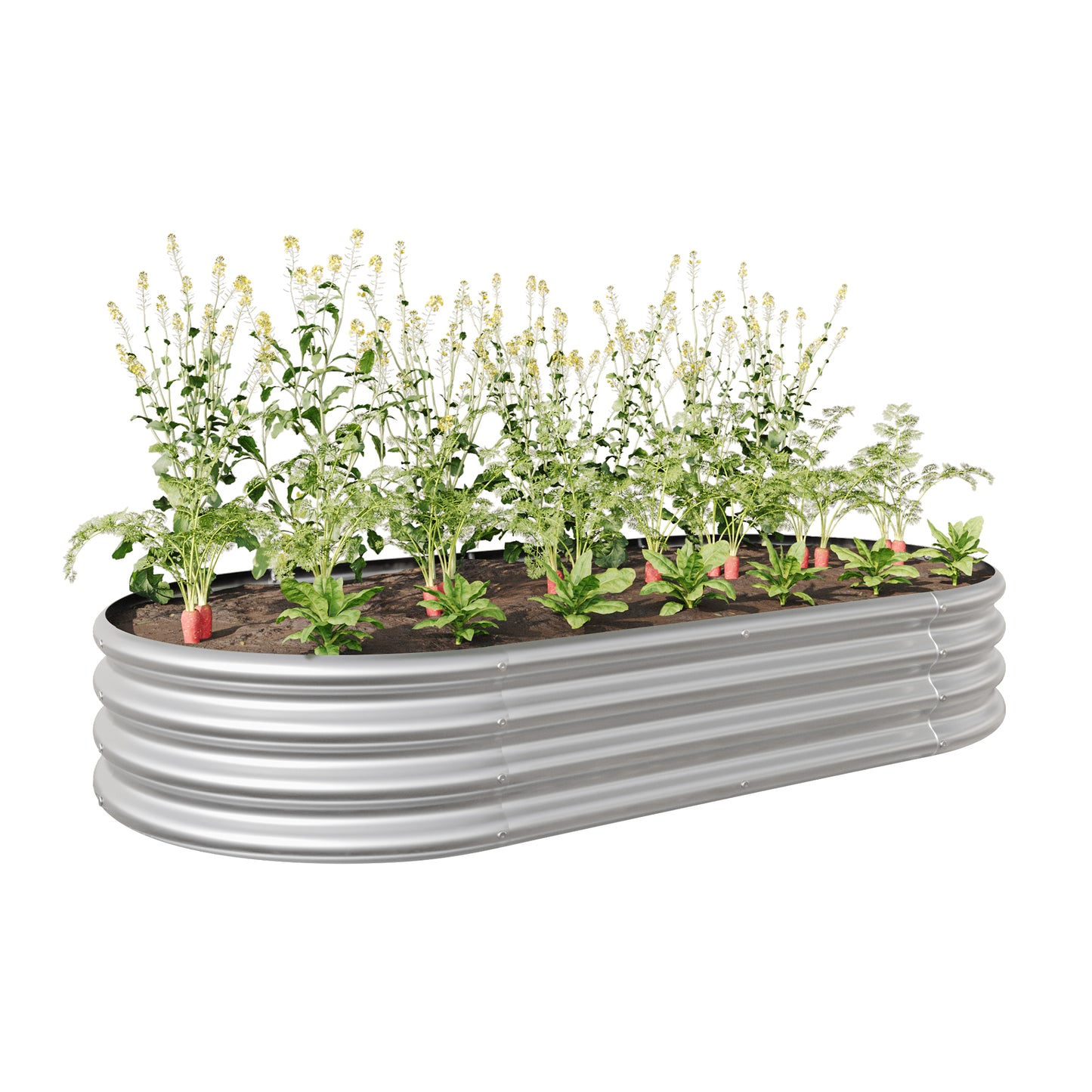 Oval-Shaped Large Metal Raised Garden Bed Herbs and Vegetable Planter_11
