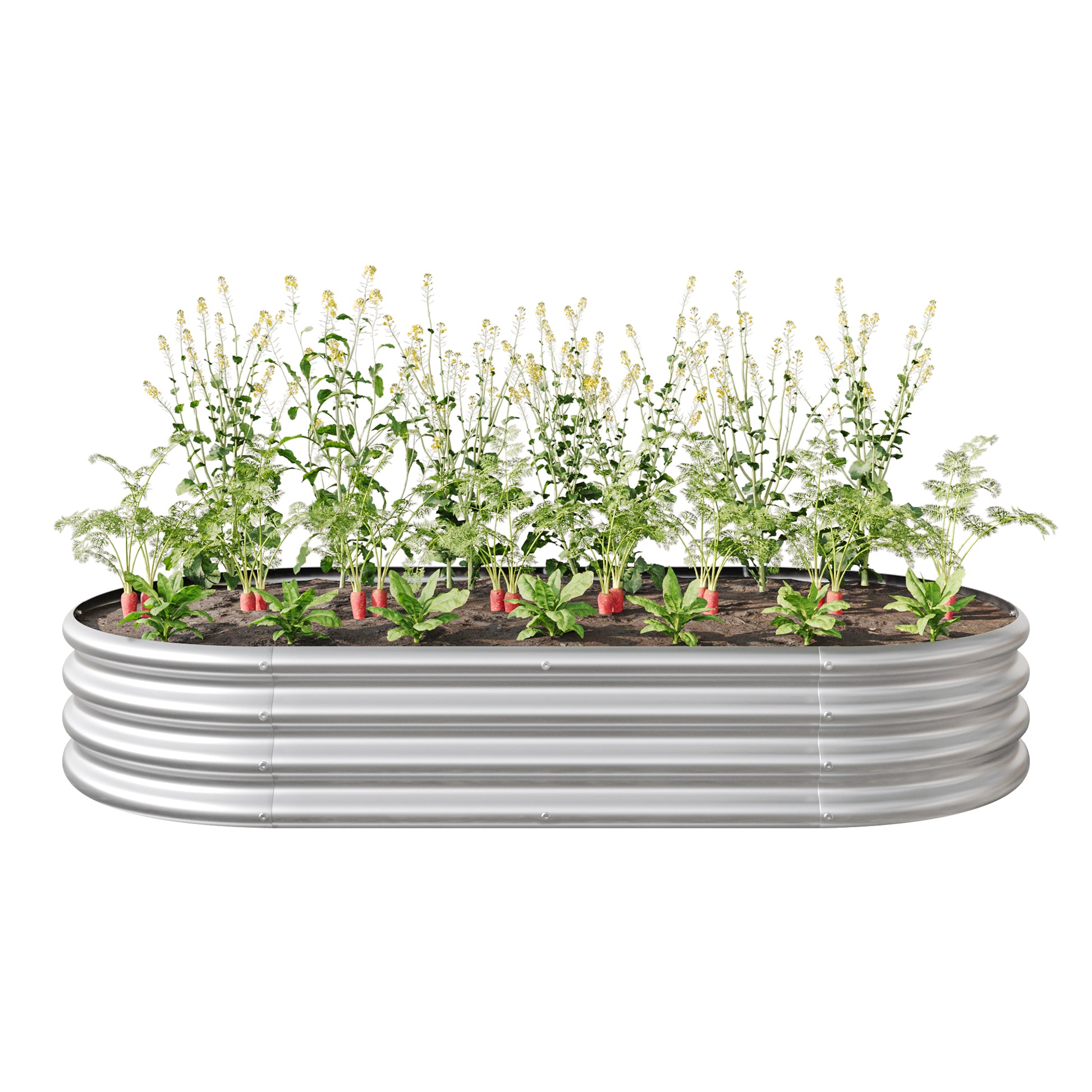 Oval-Shaped Large Metal Raised Garden Bed Herbs and Vegetable Planter_10