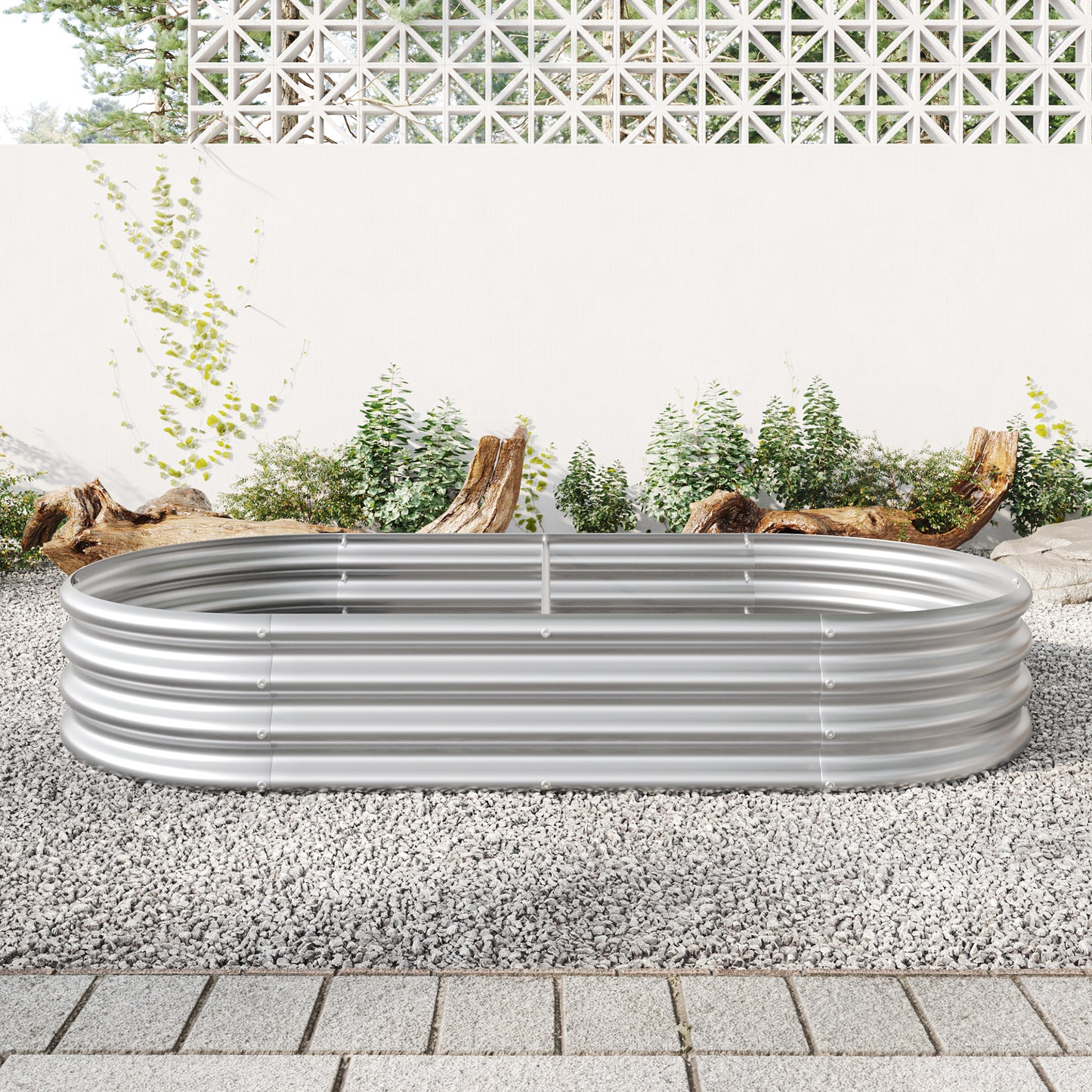 Oval-Shaped Large Metal Raised Garden Bed Herbs and Vegetable Planter_1
