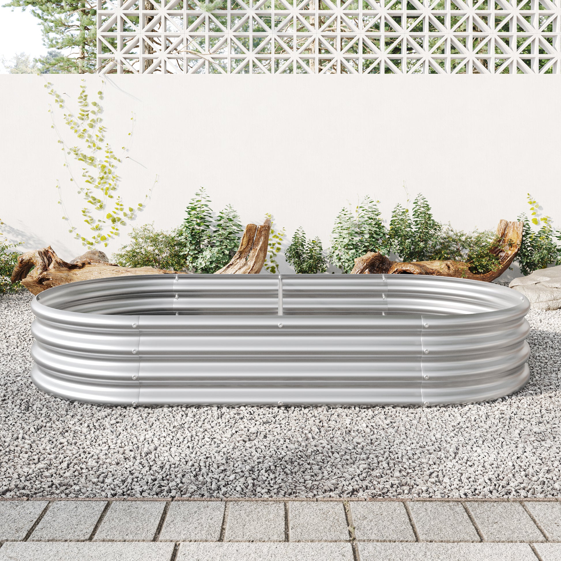 Oval-Shaped Large Metal Raised Garden Bed Herbs and Vegetable Planter_1