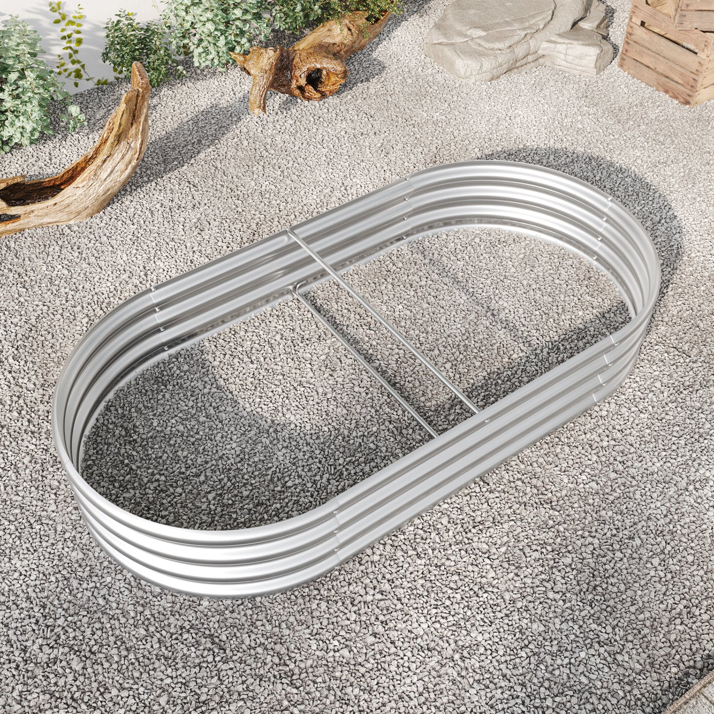 Oval-Shaped Large Metal Raised Garden Bed Herbs and Vegetable Planter_2