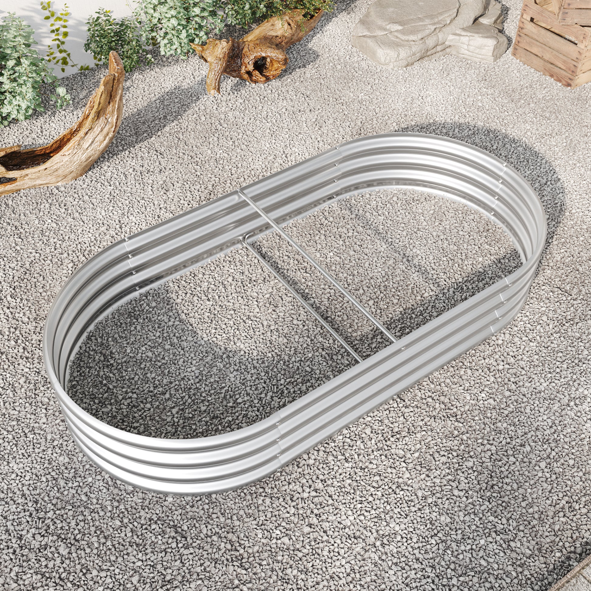 Oval-Shaped Large Metal Raised Garden Bed Herbs and Vegetable Planter_2