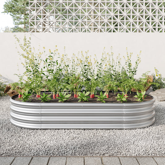 Oval-Shaped Large Metal Raised Garden Bed Herbs and Vegetable Planter_0