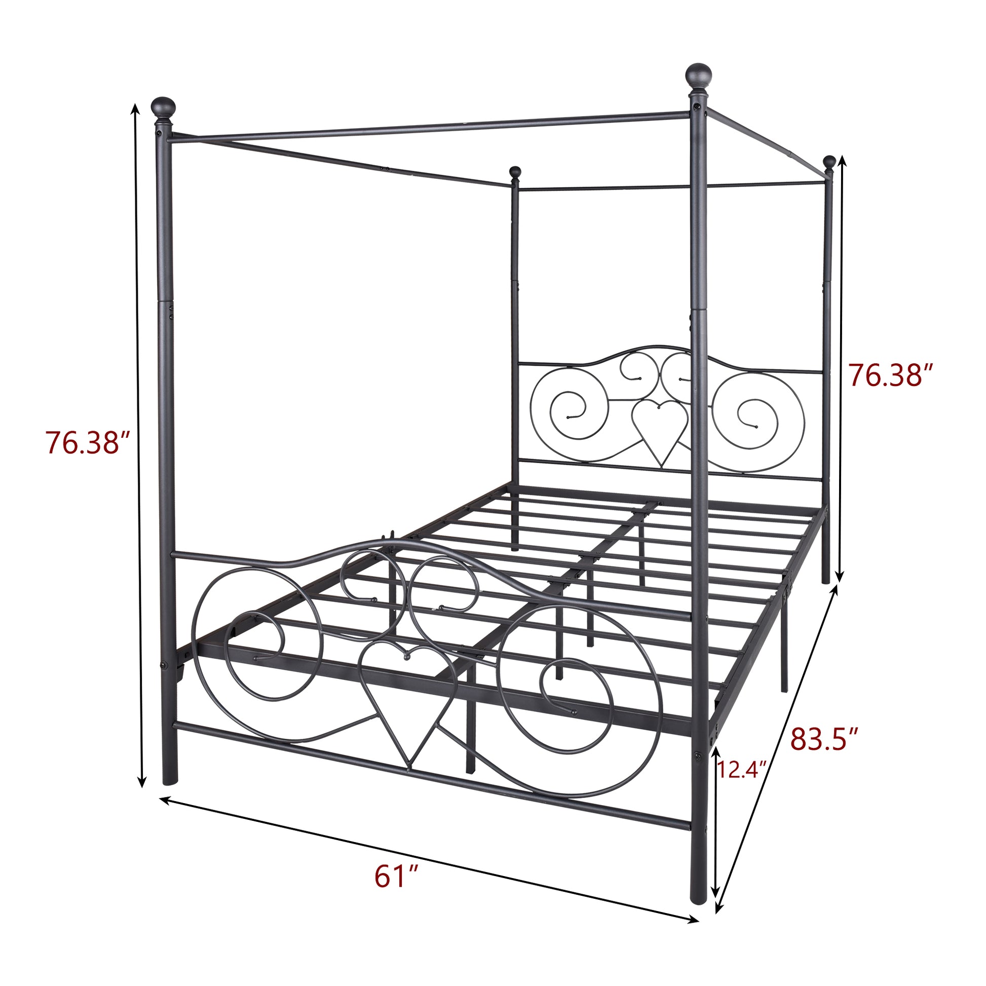 Vintage Queen-Sized Canopy Style Bedframe with Rustic Head and Foot Board_6