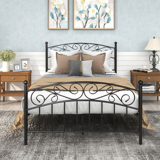 Quick Assembly Heavy Duty Platform Bedframe with Vintage Head and Footboard_0