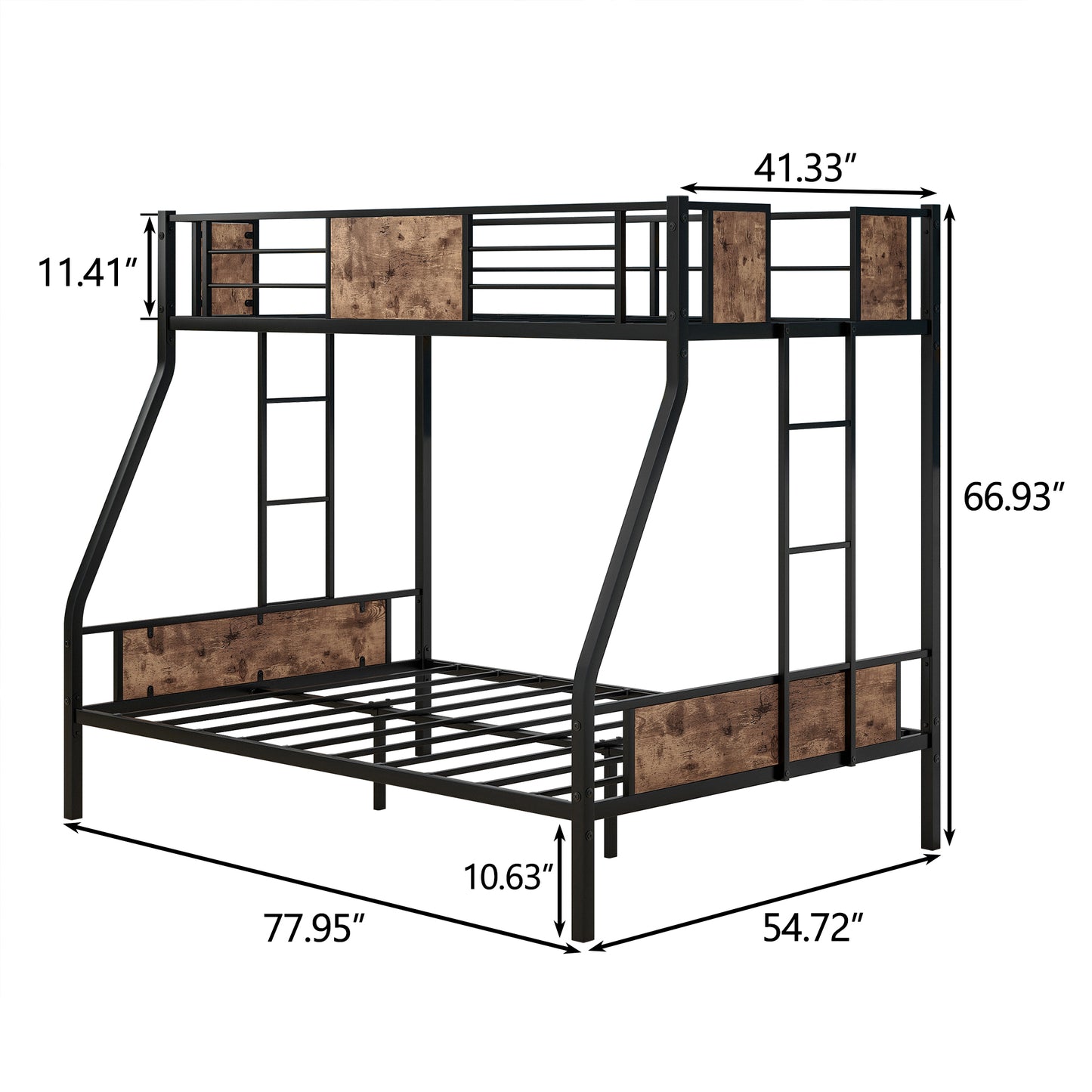 Space Saving Easy Assembly Twin Sized Metal Bunk Bedframe with Ladder and Rail_7