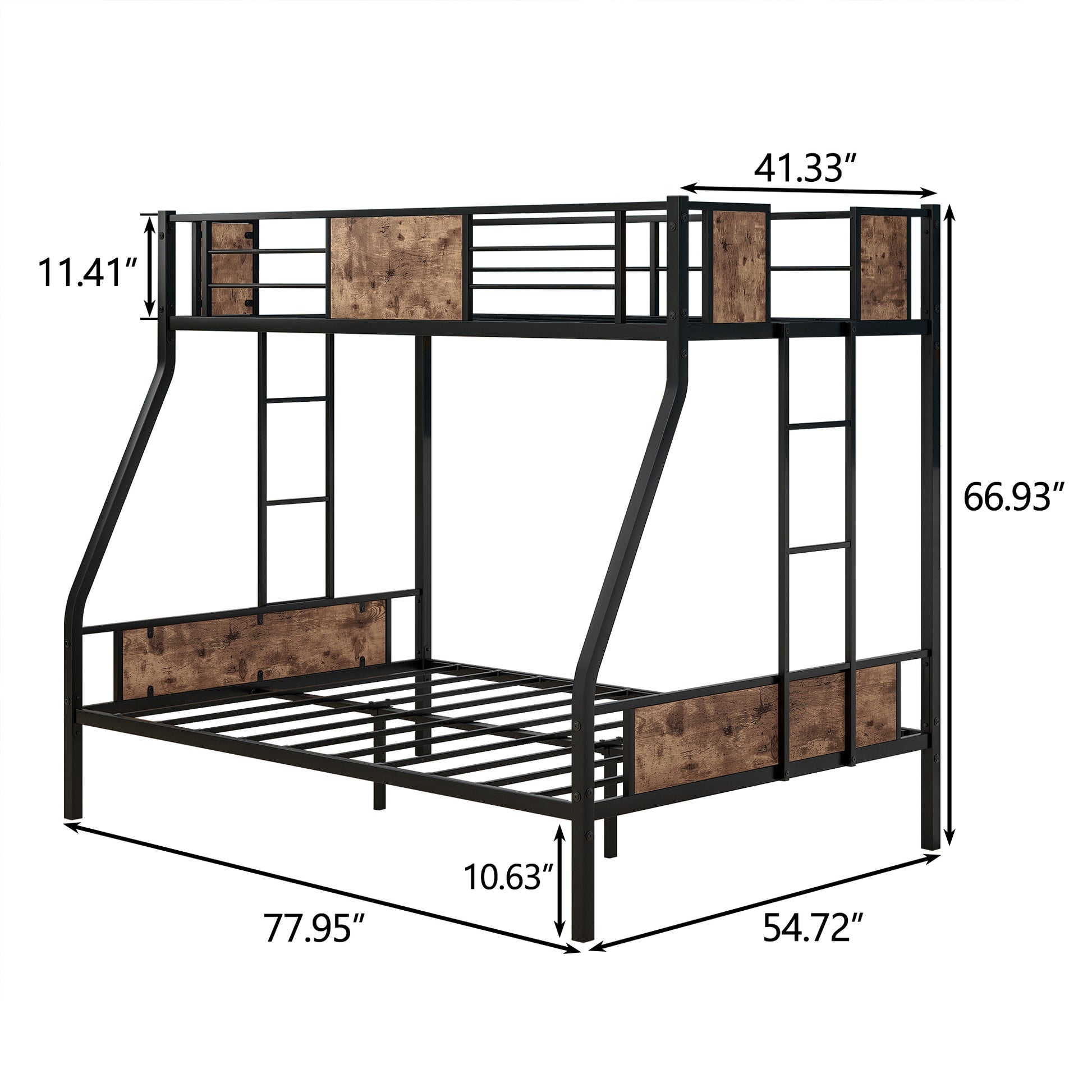 Space Saving Easy Assembly Twin Sized Metal Bunk Bedframe with Ladder and Rail_7