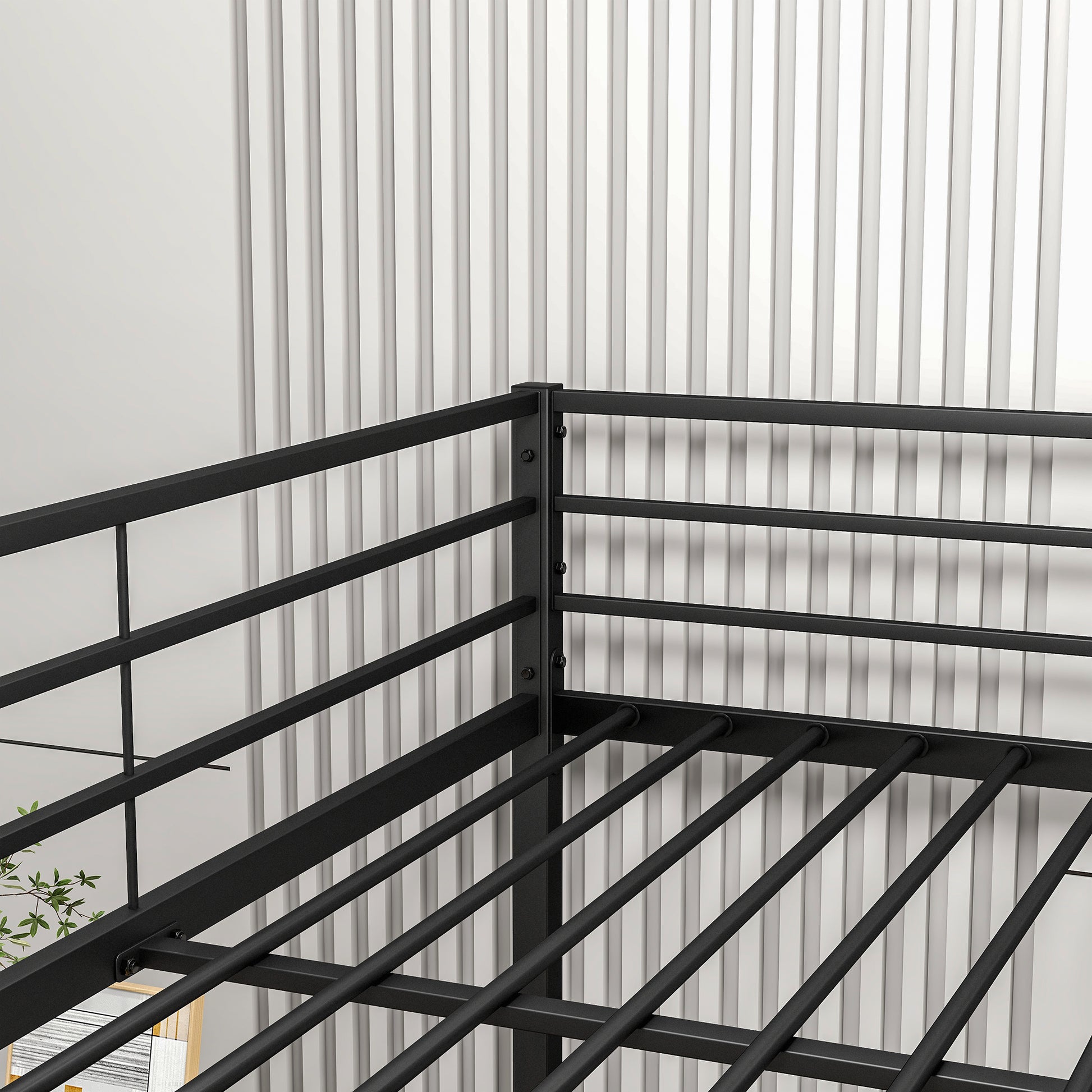 Easy Assembly Full Sized Full Metal Bunk Bedframe with Ladder and Rail_4