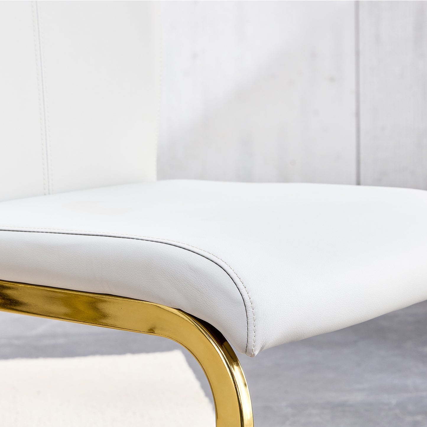 Rectangular Marble Designed Table and Gold Plated Dining Chair Set- 4 Seater_6