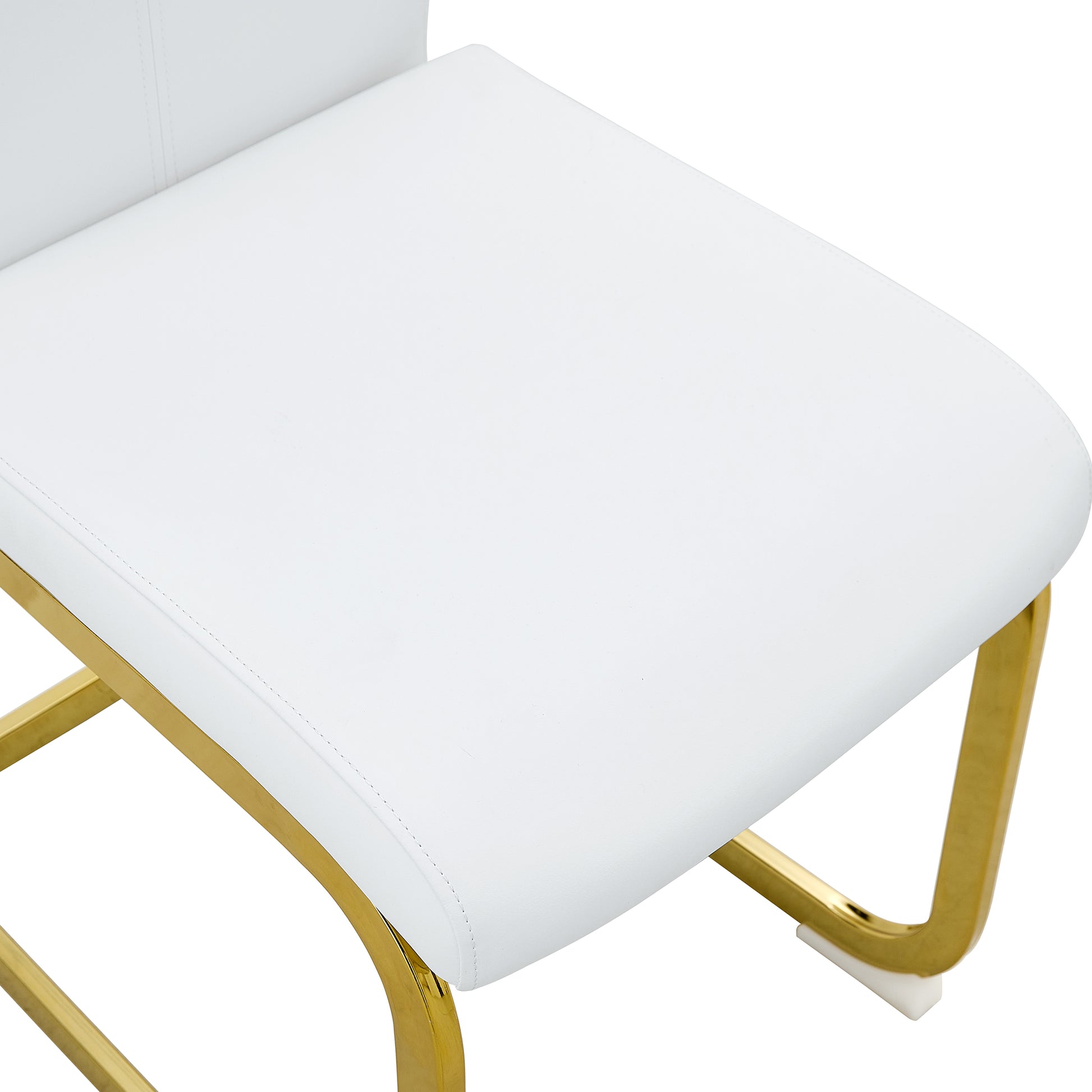 Rectangular Faux Marble Designed Table and Gold Plated Dining Chair Set- 6 Seater, Black+White_4