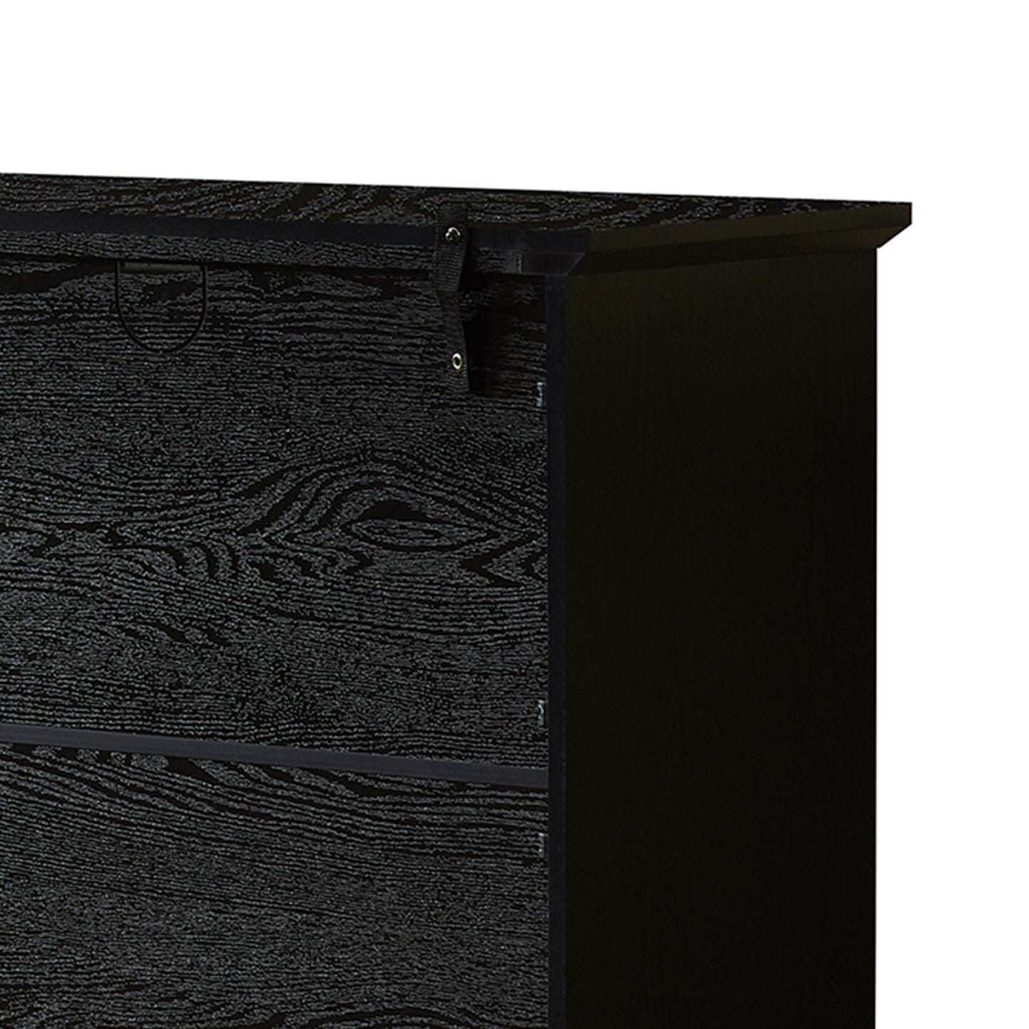53" TV Console Storage Buffet Cabinet Sideboard Black- Wood Grain Finish_12