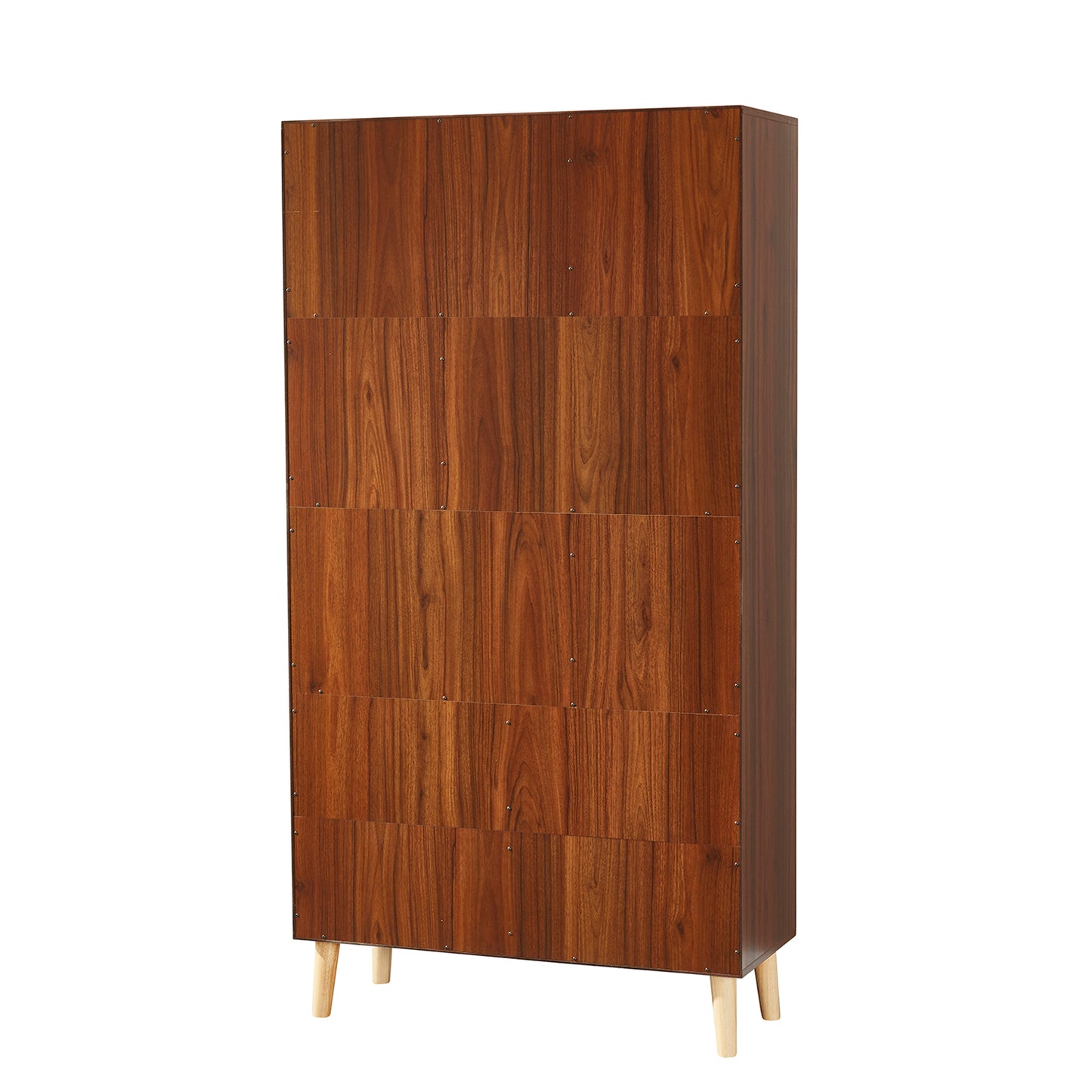 Wood Storage Cabinet with 3-Tier Open Shelf_3