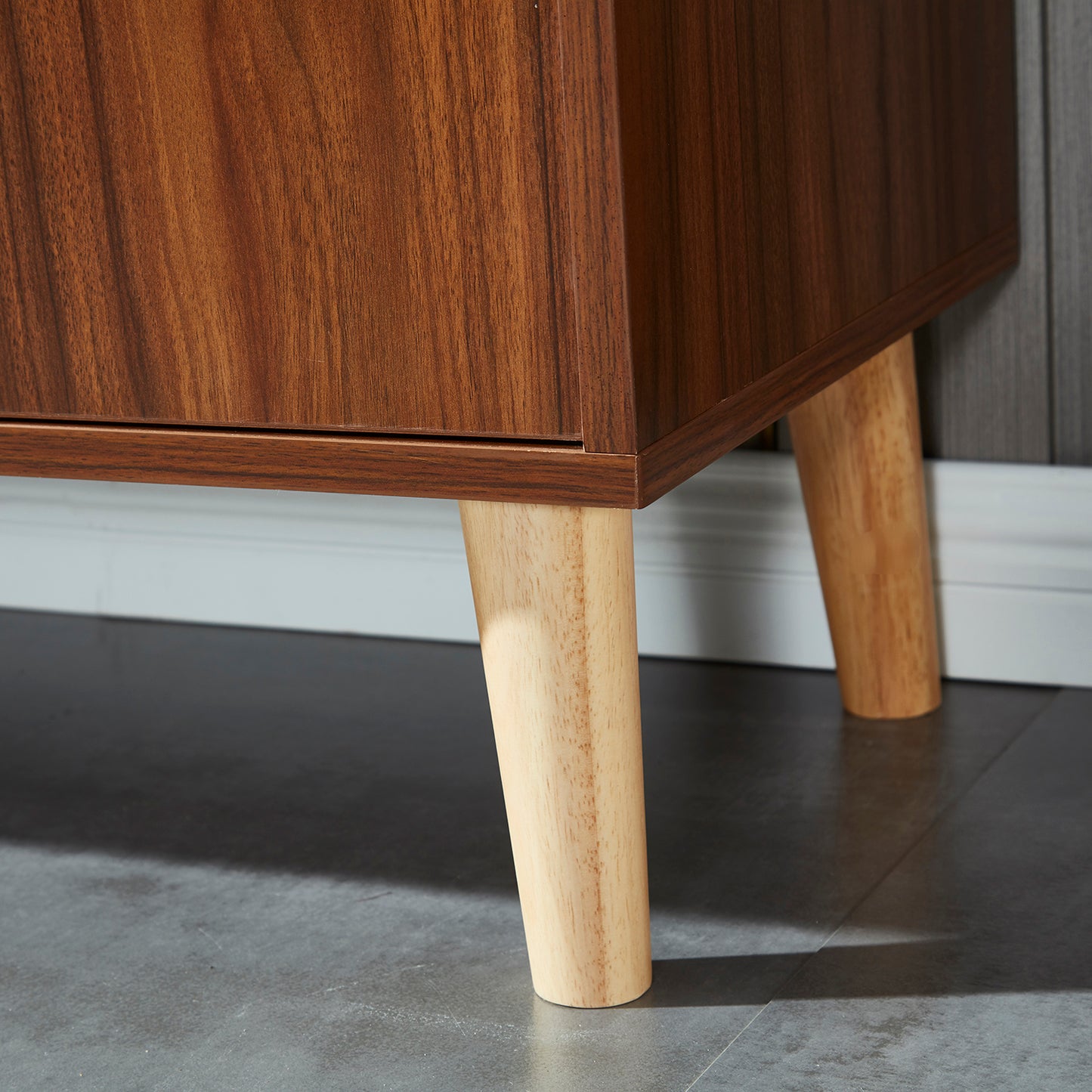 Wood Storage Cabinet with 3-Tier Open Shelf_6