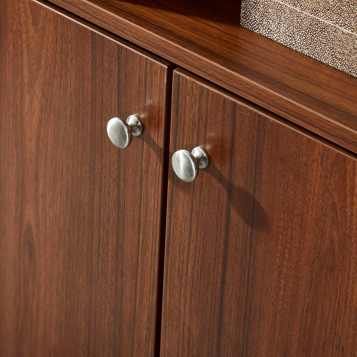 Wood Storage Cabinet with 3-Tier Open Shelf_5