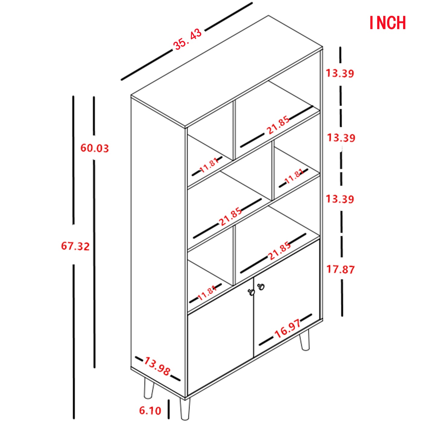 Wood Storage Cabinet with 3-Tier Open Shelf_7