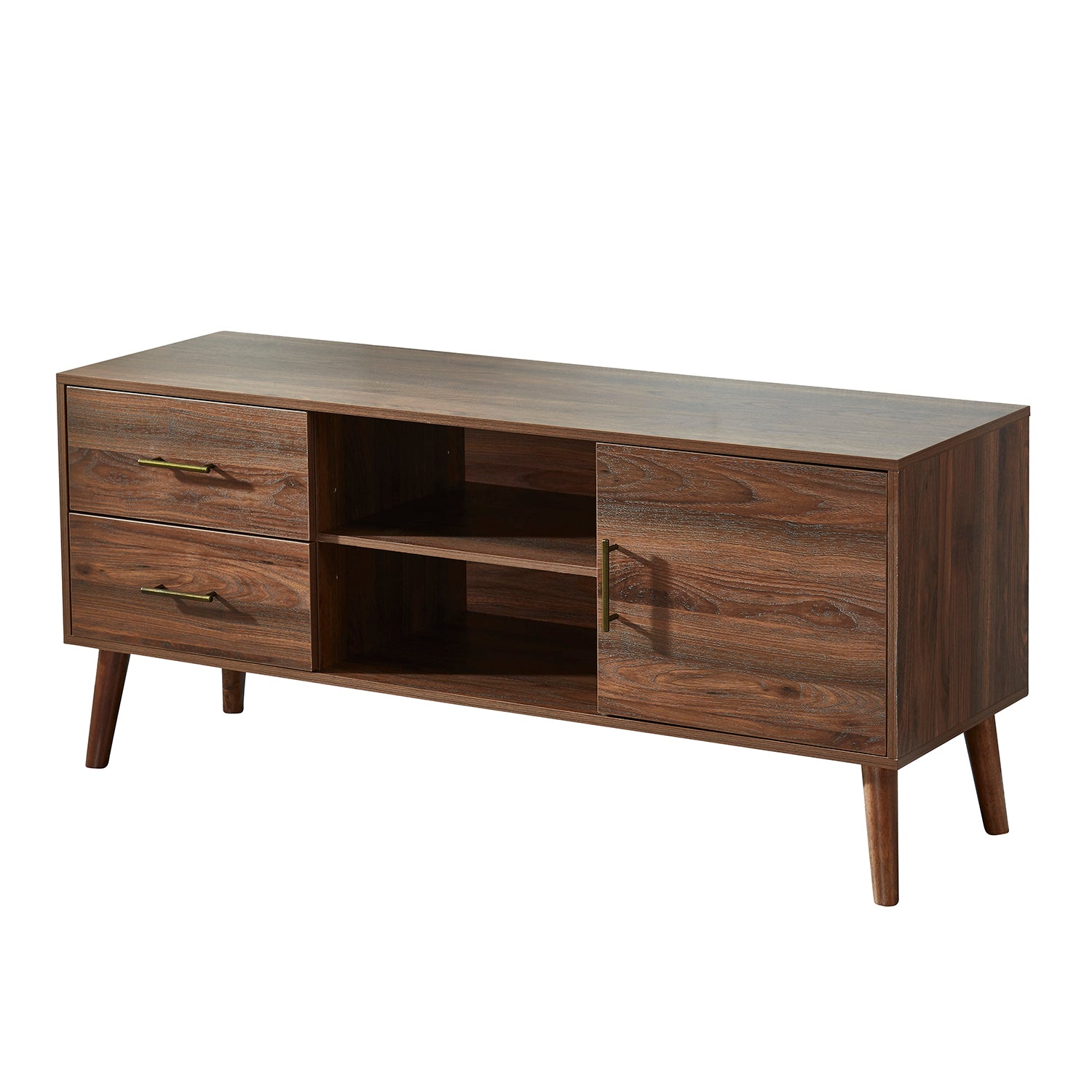 55" TV Stand with 4 Drawers and 2 Open Shelves-Walnut Wood_6