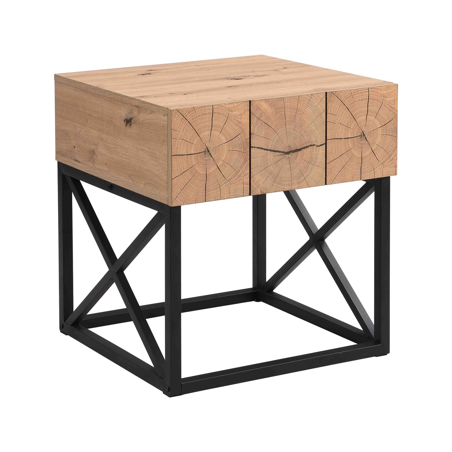 21.65'' Metal and Wood Night Stand Bedside Table with Drawer_4