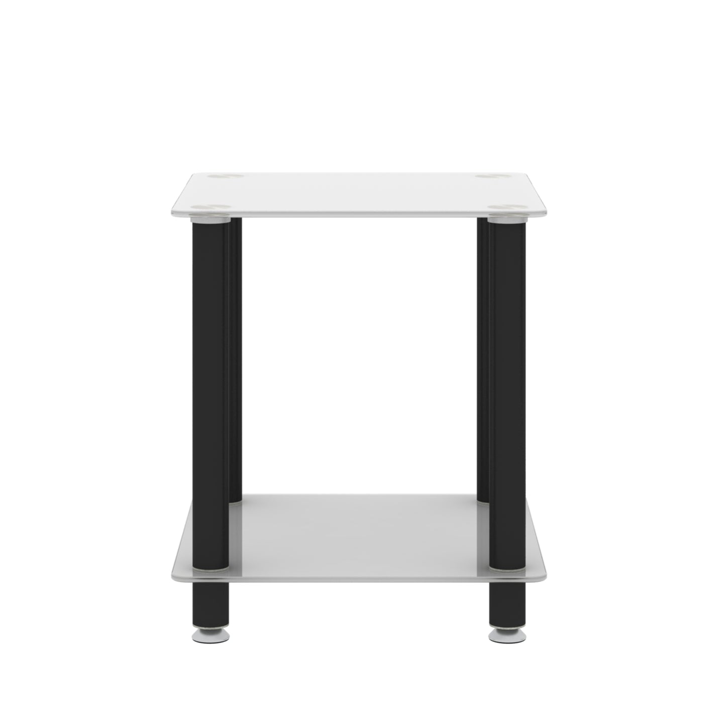 2 Tiers Space Saving End Table Modern Design Night Stand with Storage Shelve- White+Black_8