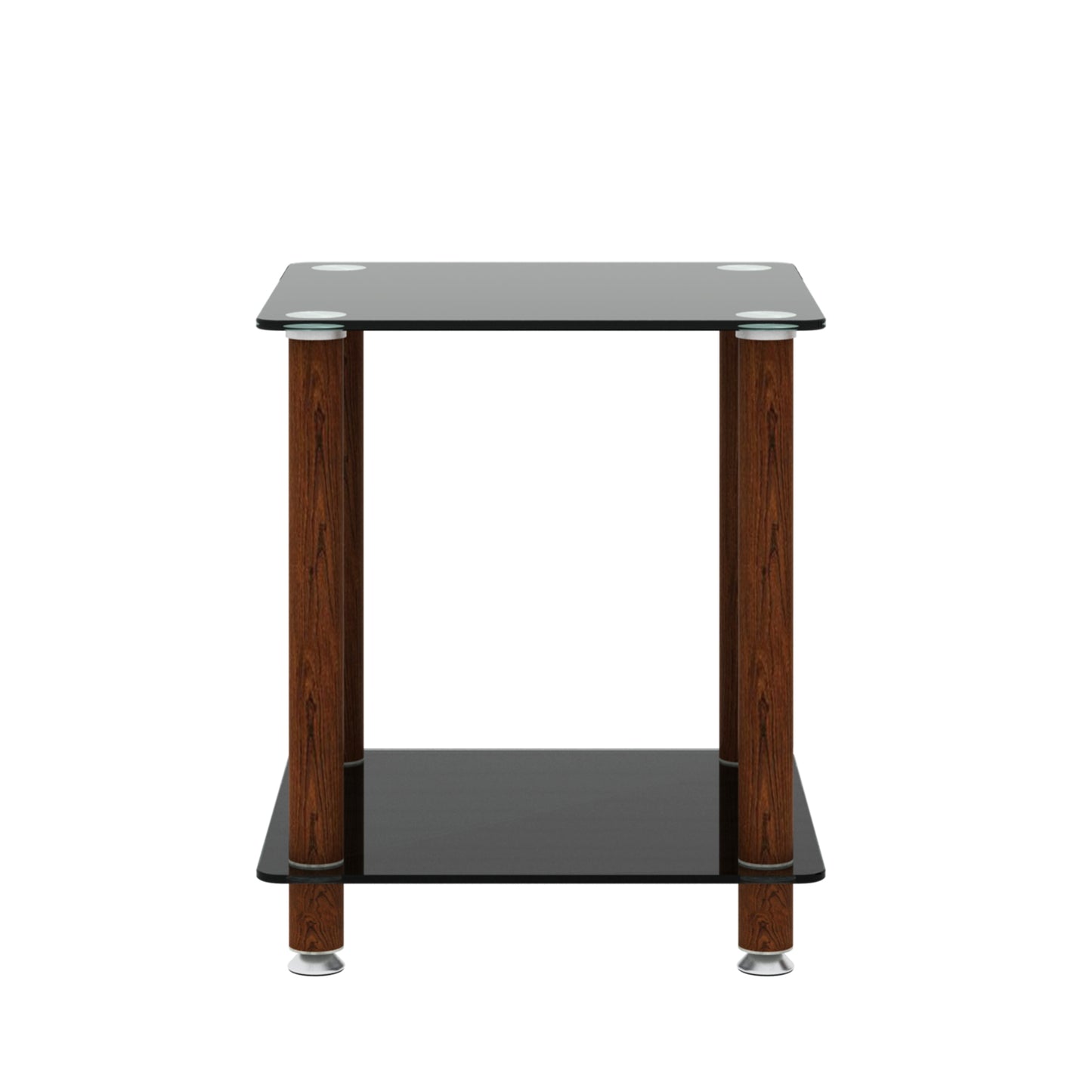 2 Tiers Space Saving End Table Modern Design Night Stand with Storage Shelve- Black+Walnut_12