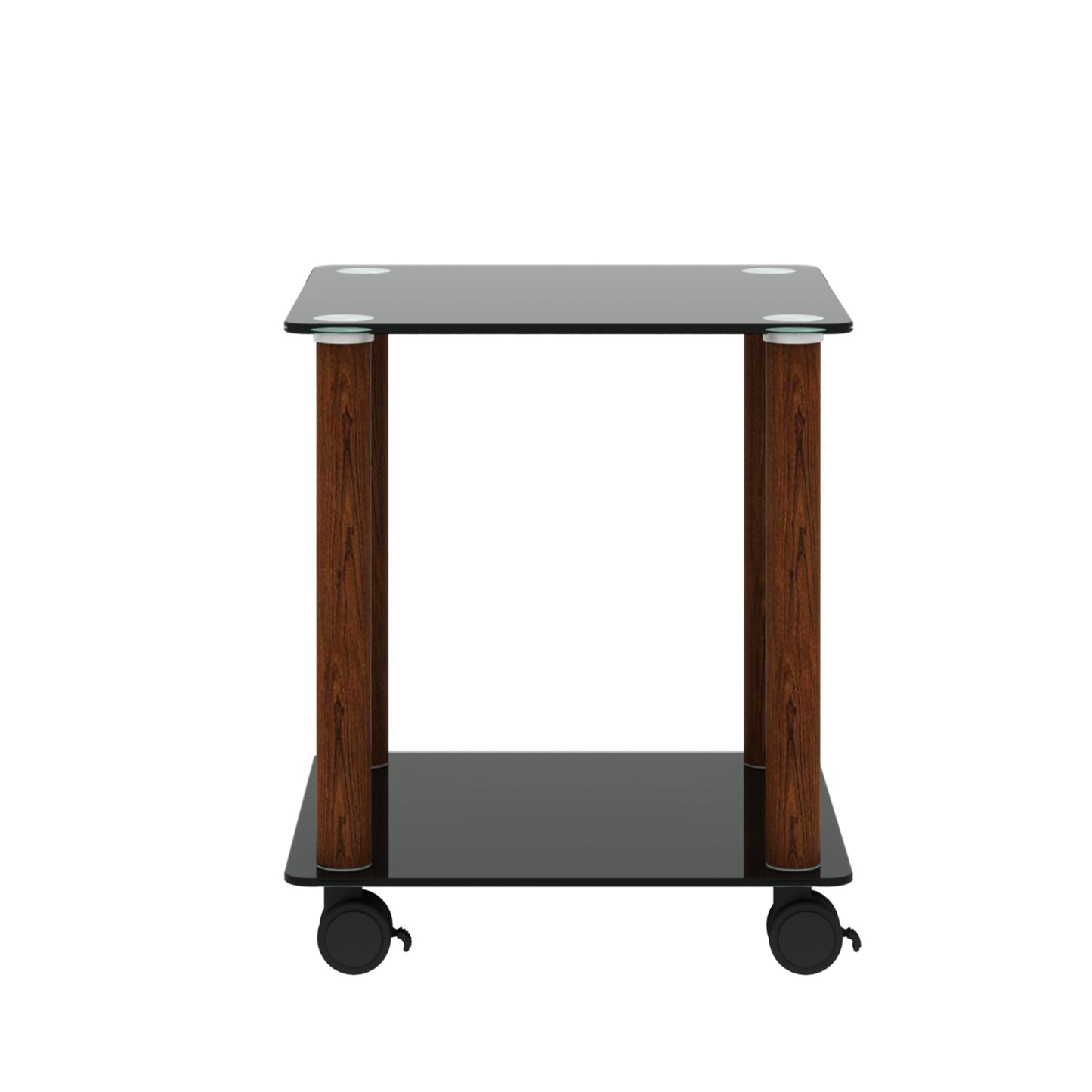 2 Tiers Space Saving End Table Modern Design Night Stand with Storage Shelve- Black+Walnut_14